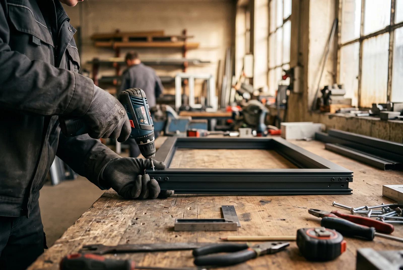 Symbolische Aufnahme einer Werkstatt für Metallkonstruktionen